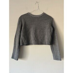 Zara Women’s Cropped Dark Grey Knit Sweater Size Small Casual Cozy